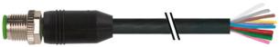 Føler-/sensorkabel m12 han lige 12-polet a-kodet med kabel 12x0,14mm2 sort pvc 1 meter
