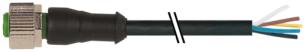 Føler-/sensorkabel m12 hun lige 5-polet a-kodet med kabel 5x0,34mm2 sort pvc 1 meter