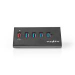 USB-hub | 5-Port | QC3.0 / USB 3.2 Gen1 | Strømforsyning / USB Drevet | 5 Gbps | 5x USB