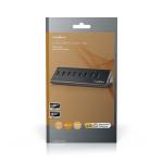 USB-hub | 8-Port | QC3.0 / USB 3.2 Gen1 | Strømforsyning / USB Drevet | 5 Gbps | 8x USB