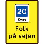 en12899-1 ds refleks t3 90x60cm 4 e53 t km 20 - vejen p� folk oplysningstavle