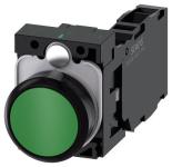 Trykknap 22 mm rund plast grøn trykknap flad med holder 1 no + 1 nc skrue
