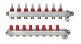 Danfoss gulvvarmemanifold 8+8 ssm med flowmeter billede