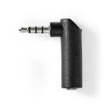 Stereo Audio Adapter | 3.5 mm Hanstik | 3.5 mm Hunstik | Nikkelplateret | Vinkel 90Â° | Metal | Sort | 1 stk. | Box