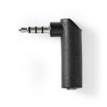 Stereo Audio Adapter | 3.5 mm Hanstik | 3.5 mm Hunstik | Nikkelplateret | Vinkel 90Â° | Metal | Sort | 10 stk. | Plastikpose