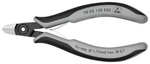 Knipex 79 02 125 ESD, Diagonaltang, Krom-vanadium-stål, Plast, Sort, Grå, 125 mm, 61 g