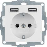 Stikdåse schuko med 2 usb 4a hvid