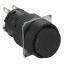 Pushbutton ø16 round monolitic in black with spring-return and 1 c/o contact