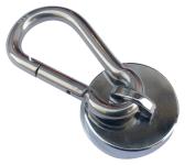 Eclipse neodym magnet med karabinhage ø28x14mm holdekraft 20kg ideel til reb og kabler 1 stk