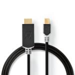 Mini DisplayPort kabel | DisplayPort 1.4 | Mini DisplayPort han | HDMI Stik | 48 Gbps | Guldplateret | 2.00 m | Runde | PVC | Anthracite | Plastikpose
