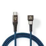 USB-kabel | USB 2.0 | USB Type-C Han | USB Type-C Han | 480 Mbps | Guldplateret | 1.00 m | Runde | Flettet / Nylon | Blå / Sort | Cover Window Box