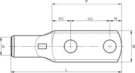 Cu-rørkabelsko kr6-8x2-25,4 6mm2 2xm8