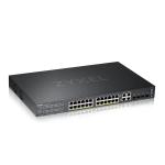 Zyxel gs2220-28hp 24-ports poe+ gigabit l2 switch med 4 gigabit combo porte (inkluderet 1 år nebula pro pack license)