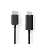 Displayport kabel | DisplayPort Han | HDMI Stik | 8K@60Hz | Nikkelplateret | 2.00 m | Runde | PVC | Sort | Plastikpose