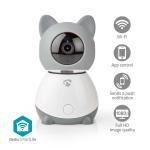 Nedis SmartLife Indendørs Kamera | Wi-Fi | Full HD 1080p | Pan tilt | Cloud / MicroSD | Med bevægelsessensor | Nattesyn | Android & iOS | Grå / Hvid