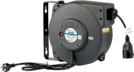 Flowconcept aut. kabelopruller ip42 grå 3 x 1,5mm2 15m kabel danske stik 1000/2000w 230v 10a