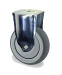 Tente fast hjul gummi ø125 mm 100 kg din-kugleleje med bolthul byggehøjde: 160 mm. driftstemperatur: -20°/+60°