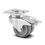 Tente drejelig løs dobbeltgaffel med bremse 50 mm 75 kg med bolthul byggehøjde: 69 mm. driftstemperatur: -25°/+130°