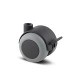 Tente møbelhju lumina med bremse grå gummi ø50 mm 40 kg glideleje ø8 taphul ral9011/9011/7042/9011 byggehøjde: 56 mm. driftstemperatur: -10°/+40°