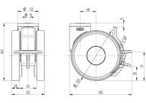 Tente møbelhjul med bremse linea polyamid ø125mm kugleleje centerhul ral71001/7001/7015/3000 byggehøjde: 148 mm. driftstemperatur: -10°/+40°