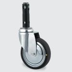 Tente centralbremsehjul med total- og retningsbremse elektrisk ledende (esd) 125 mm 100 kg konuskugleleje med hex tap byggehøjde: 160 mm. driftstemperatur: -20°/+85°