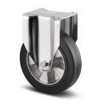 Tente fast hjul sort elastisk gummi ø250 mm 500 kg din-kugleleje med plade byggehøjde: 290 mm. driftstemperatur: -20°/+85°