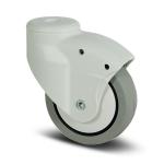 Tente kunststof hjul mono grå gummi ø80 mm 40 kg glideleje ø10 taphul ral7035/9011/7042 byggehøjde: 104 mm. driftstemperatur: -10°/+40°