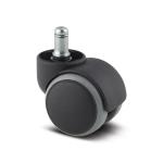 Tente møbelhjul lumina grå gummi ø50 mm 40 kg glideleje d45s ø11 tap ral 9011/9011/7042 byggehøjde: 56 mm. driftstemperatur: -10°/+40°