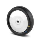 Tente løs hjul sort massiv gummi ledende ø125x32 mm ø8,3xnl35,5 din-kugleleje rustfri byggehøjde: 125 mm. driftstemperatur: -20°/+85°