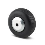 Tente løs hjul sort massiv gummi ø80x35 mm ø8xnl45 glideleje med trådfang byggehøjde: 80 mm. driftstemperatur: -20°/+80°