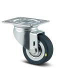 Tente drejeligt hjul elektrisk ledende (esd) gummi 50 mm 40 kg konuskugleleje med plade byggehøjde: 69 mm. driftstemperatur: -20°/+85°
