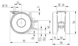 Tente møbelhjul med kickbremse linea polyamid ø75mm kugleleje centerhul ral 9002/9002/7015/7015 byggehøjde: 78 mm. driftstemperatur: -10°/+40°