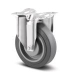 Tente fast hjul grå elastisk gummi supratech ø125 mm 180 kg din-kugleleje med plade byggehøjde: 155 mm. driftstemperatur: -20°/+60°