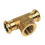 kobber Cu press tee 28 - 1/2´´ - 28 mm med indvendigt gevind på grenen billede