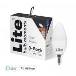 pakke 3 wi-fi lyskilde kertel lkehvid m 5w 4 6500k - 2700 rgb c35 e14 moments bulb lite
