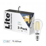 pakke 3 re atmosf hvid filament glas klar 7w e27 2700-6500k a60 moments bulb lite