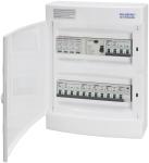Malmbergs UG12 færdigmonteret gruppetavle IP40 transientbeskyttelse TT, HPFI 40A 4P, 16A C 4P, 10A C 4P, 3x10A C 2P og kombirelæ 10A 2P