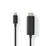 USB-adapter | USB 3.2 Gen 1 | USB Type-C Han | HDMI Stik | 1.00 m | Runde | Nikkelplateret | PVC | Sort | Plastikpose