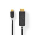 USB-adapter | USB 3.2 Gen 1 | USB Type-C Han | HDMI Stik | 2.00 m | Runde | Guldplateret | PVC | Anthracite | Window Box
