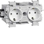 Stikkontakt ecoline 2xschuko frontmonteret ral 9016