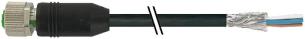 Føler-/sensorkabel m12 hun lige 4-polet a-kodet med kabel 4x0,34mm2 skærmet sort pvc ul,csa 10 meter