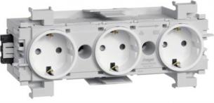 Stikkontakt ecoline 3xschuko frontmonteret ral 9016