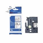 Label brother tze-r251 24mmx4m sort på hvid satin