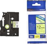 Labeltape brother tze-c31 12mmx5m sort på neongul lamineret