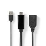 HDMI Adapter | HDMI Stik | DisplayPort Han | Nikkelplateret | Lige | PVC | Sort | 1 stk. | Plastikpose