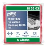 Tork mikrofiber rengøringsklud gentagen brug rød 8 pk a 6 stk