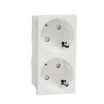 2xschuko socket 2p+e screwless white