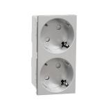 2xschuko socket 2p+e screwless alu