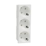 3xschuko socket 2p+e screwless white