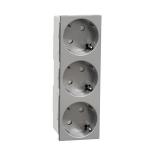 3xschuko socket 2p+e screwless alu